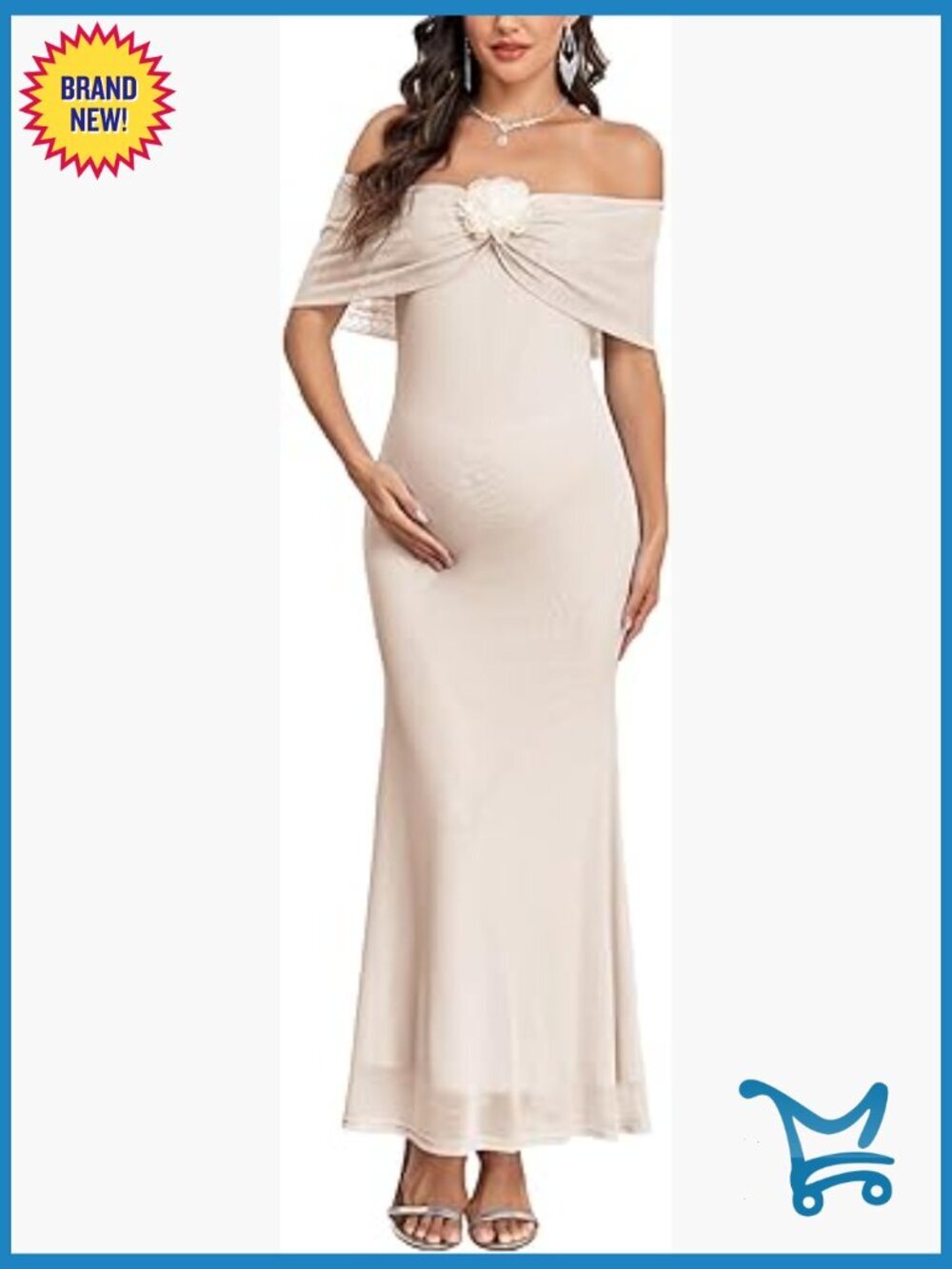 Maternity Off Shoulder Mermaid Maxi Dress Sleeveless Mesh Bodycon
